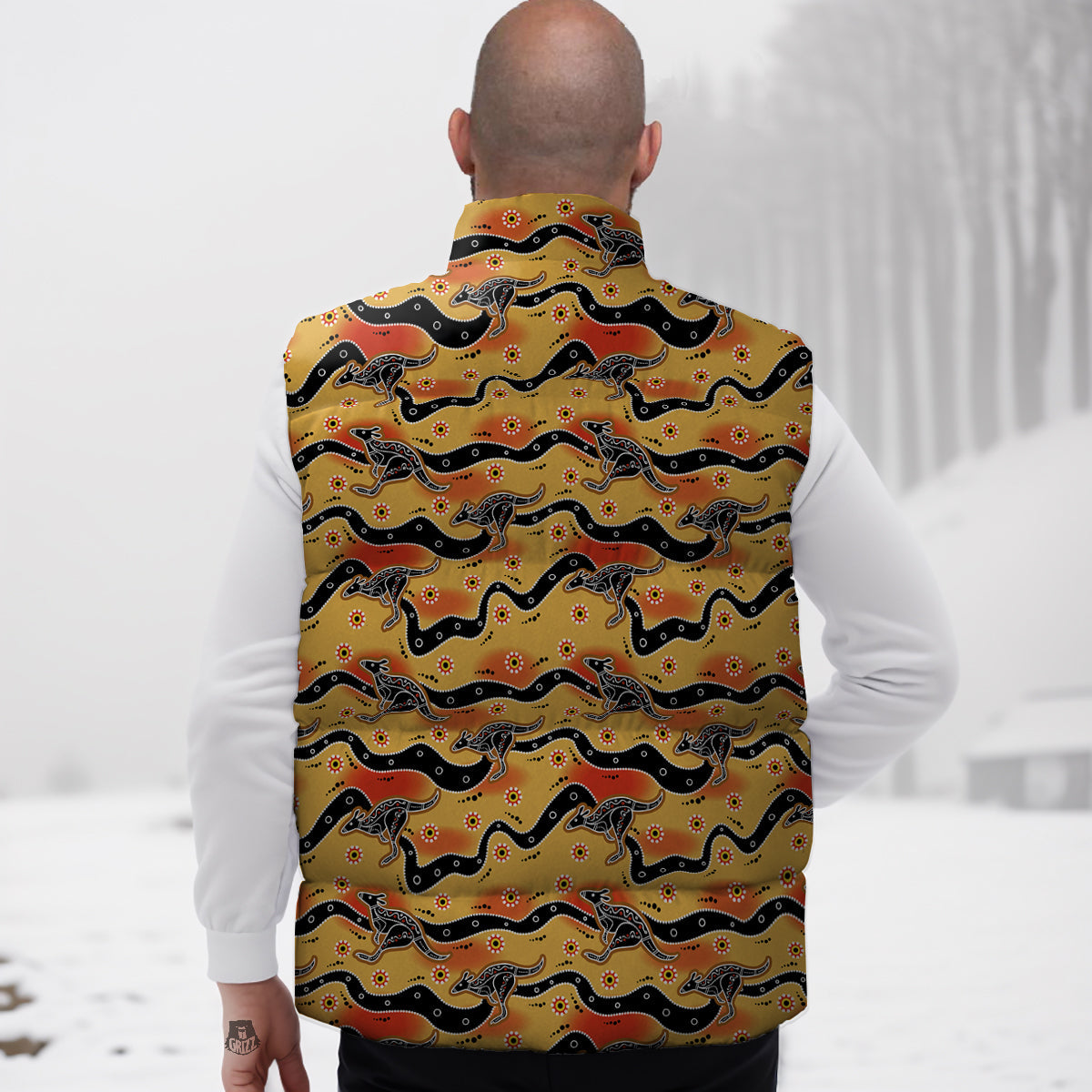 Ethnic Australian Print Pattern Down Vest