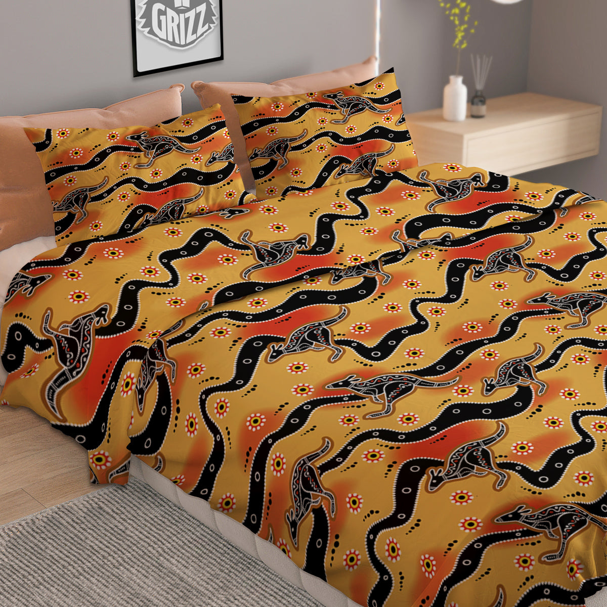Ethnic Australian Print Pattern Duvet Cover Bedding Set