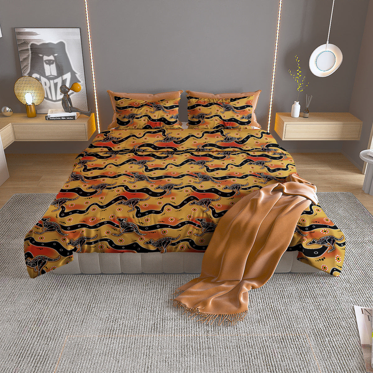 Ethnic Australian Print Pattern Duvet Cover Bedding Set