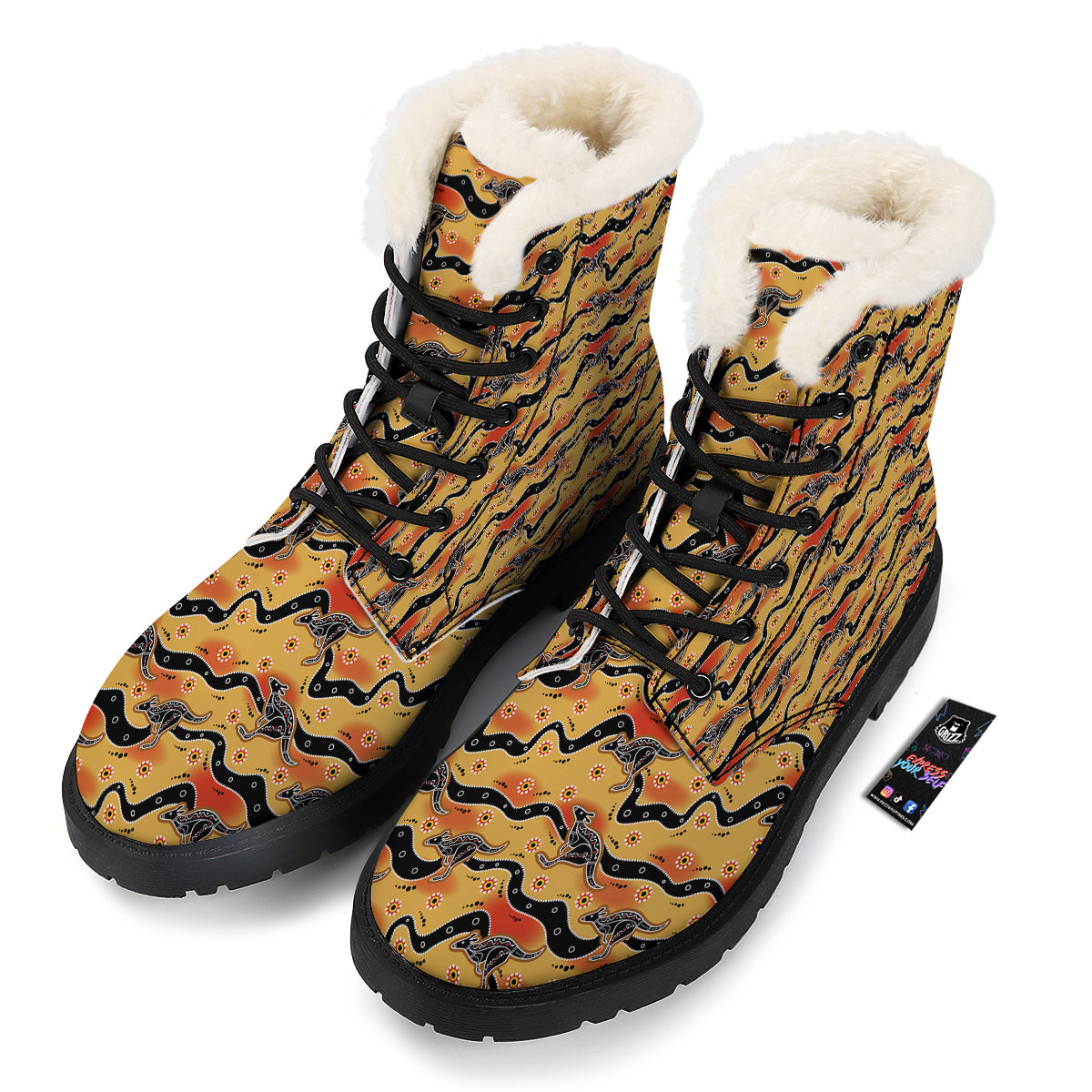 Ethnic Australian Print Pattern Winter Boots-grizzshop