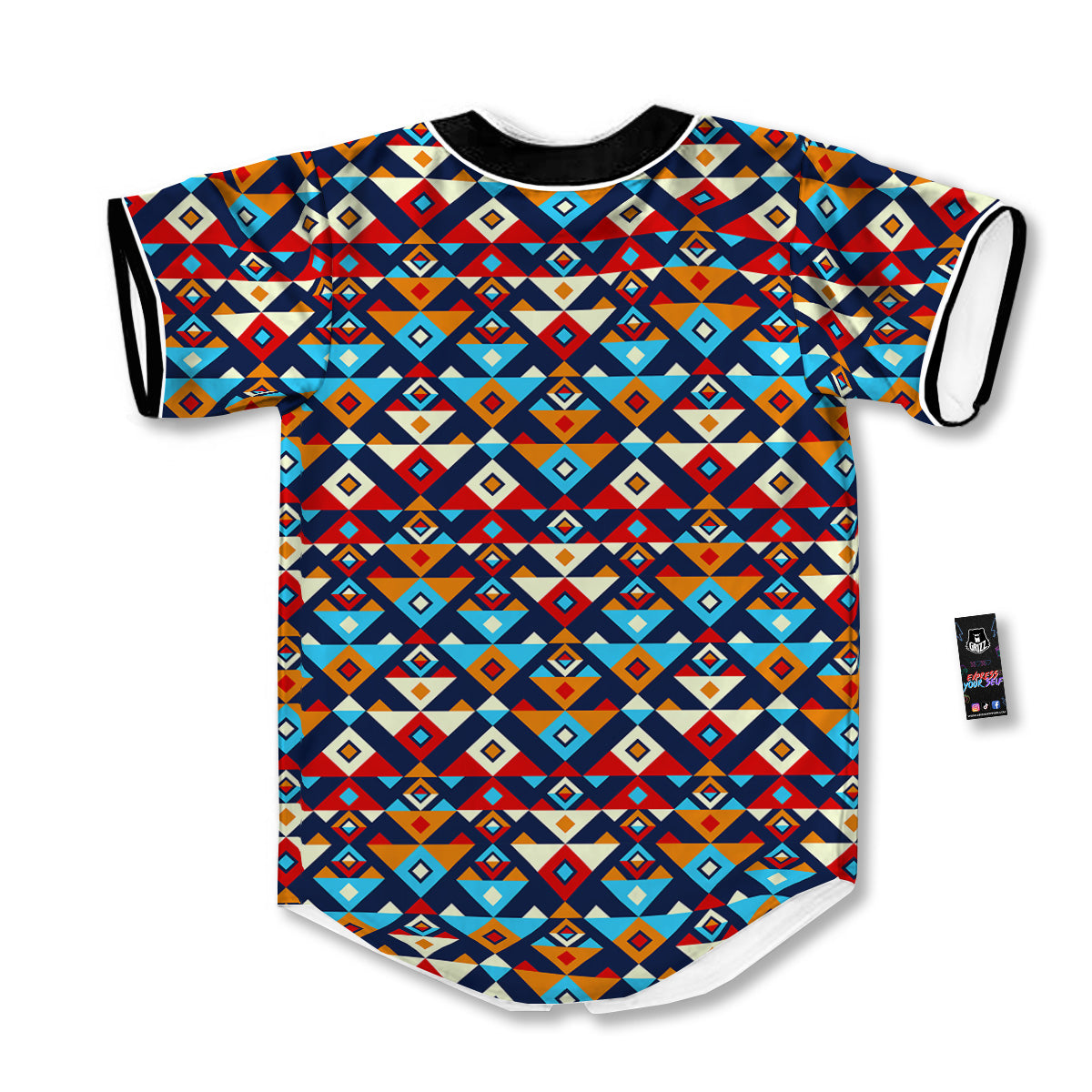 Ethnic Boho Colorful Print Pattern Baseball Jersey-grizzshop