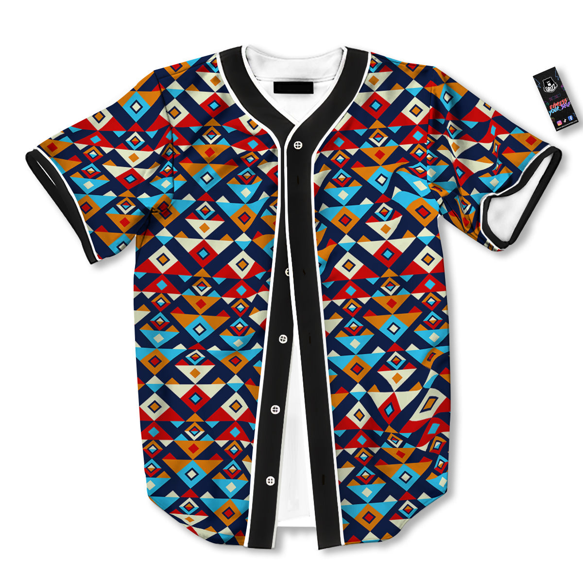 Ethnic Boho Colorful Print Pattern Baseball Jersey-grizzshop