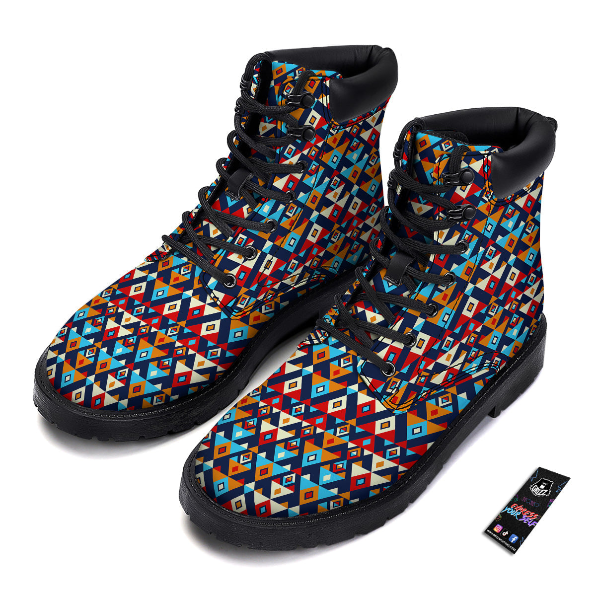 Ethnic Boho Colorful Print Pattern Boots-grizzshop
