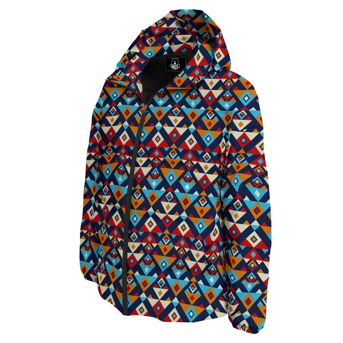 Ethnic Boho Colorful Print Pattern Down Jacket-grizzshop
