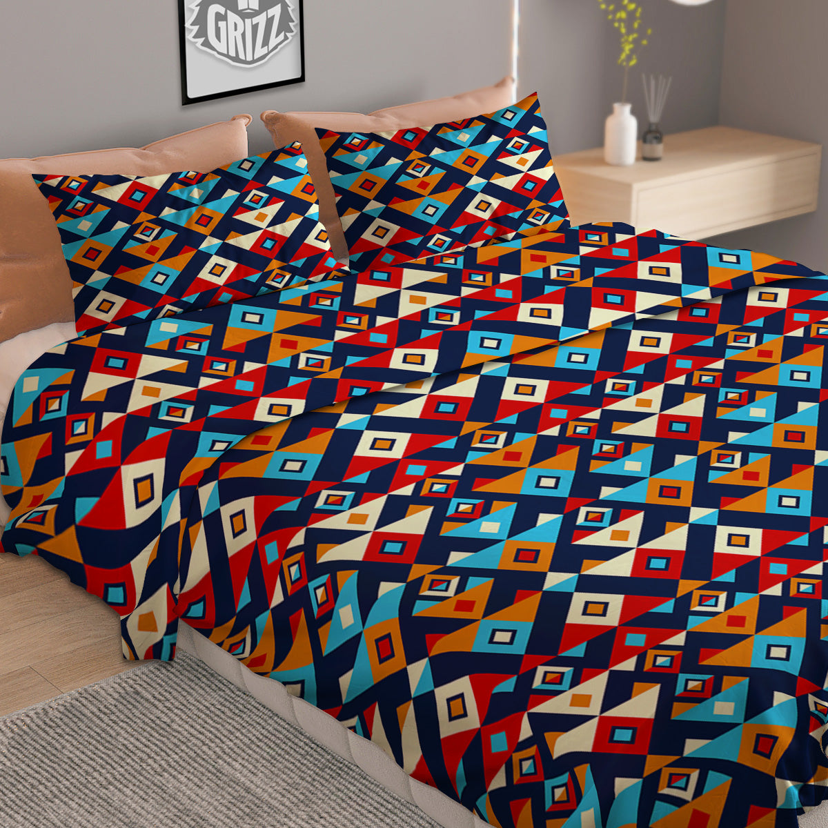 Ethnic Boho Colorful Print Pattern Duvet Cover Bedding Set