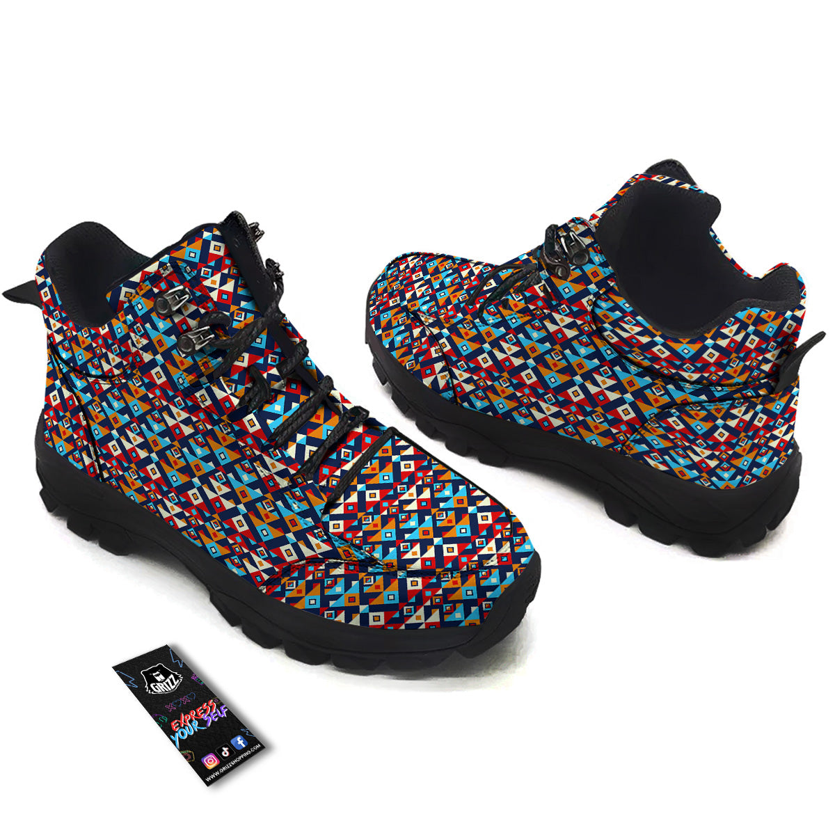Ethnic Boho Colorful Print Pattern Hiking Shoes-grizzshop