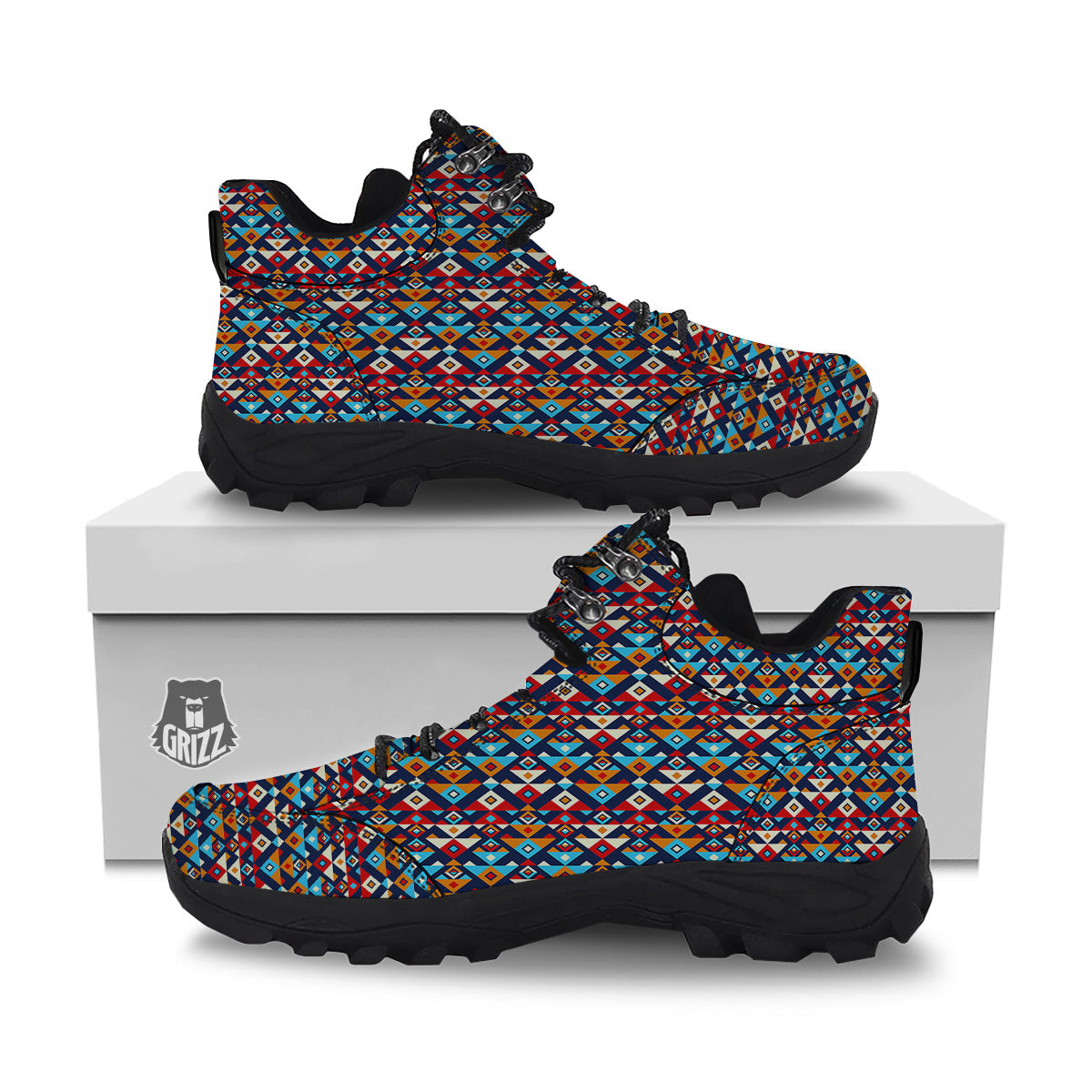 Ethnic Boho Colorful Print Pattern Hiking Shoes-grizzshop