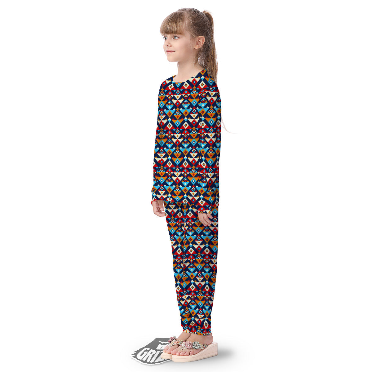 Ethnic Boho Colorful Print Pattern Kid's Pajamas-grizzshop