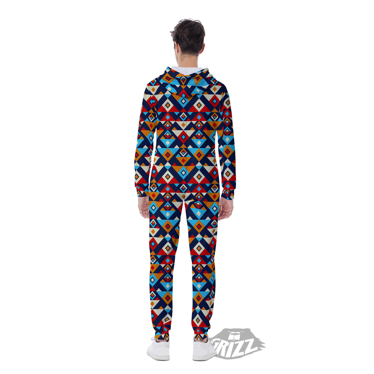 Ethnic Boho Colorful Print Pattern Men's Jumpsuit-grizzshop