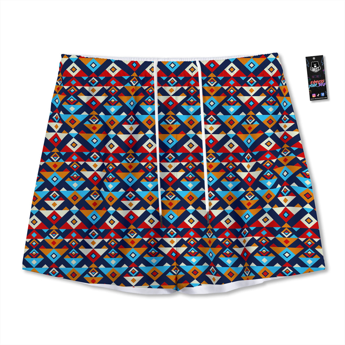 Harlequin Green Print Pattern Mesh Shorts
