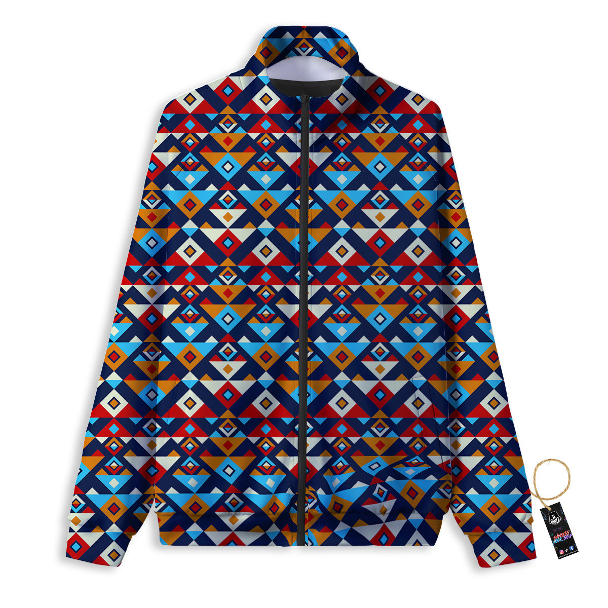 Ethnic Boho Colorful Print Pattern Track Jacket-grizzshop