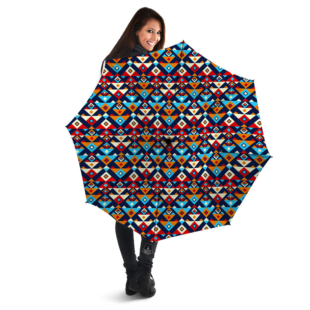 Ethnic Boho Colorful Print Pattern Umbrella-grizzshop