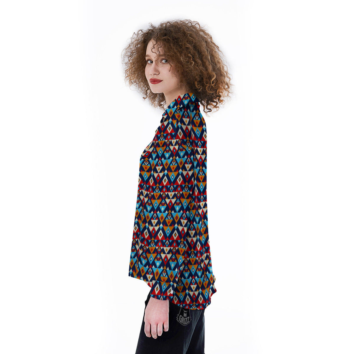 Ethnic Boho Colorful Print Pattern Women's Long Sleeve Shirts-grizzshop