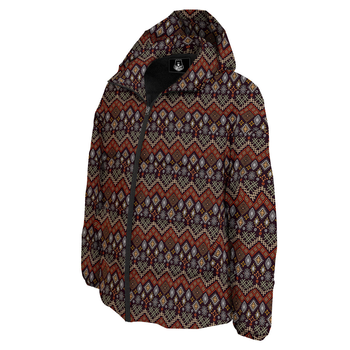 Ethnic Boho Print Pattern Down Jacket-grizzshop