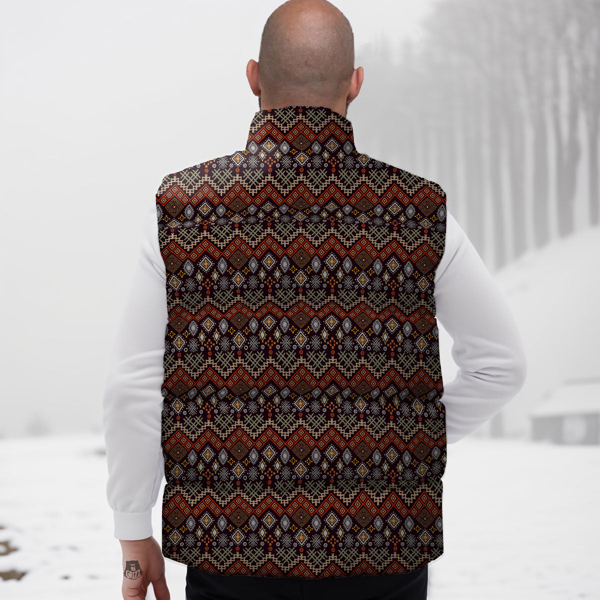 Ethnic Boho Print Pattern Down Vest