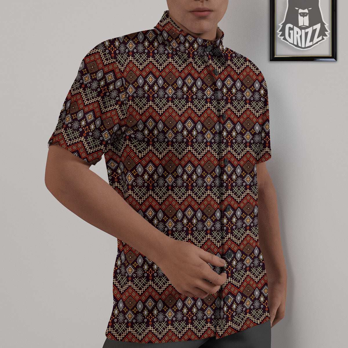 Ethnic Boho Print Pattern Untucked Shirts-grizzshop