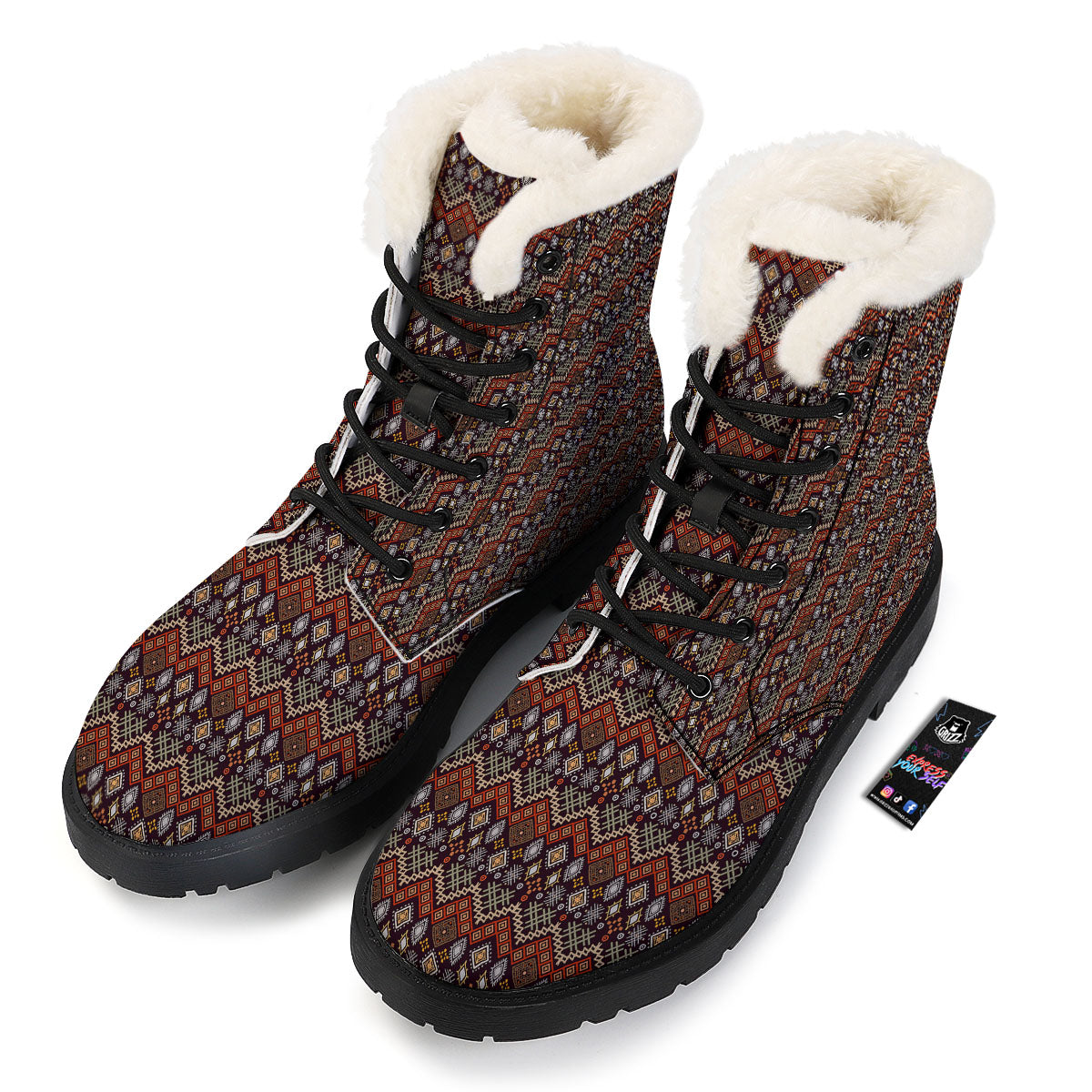 Ethnic Boho Print Pattern Winter Boots-grizzshop