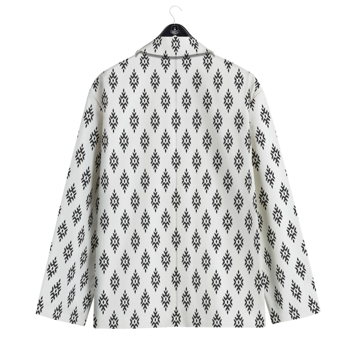 Ethnic Boho White And Black Print Men's Sport Coat-grizzshop