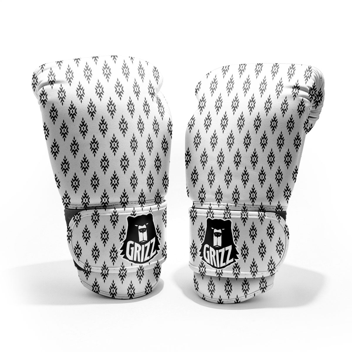 Ethnic Boho White And Black Print Pro Boxing Glove
