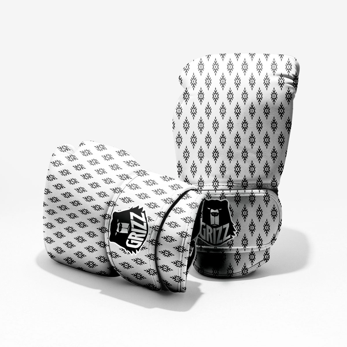 Ethnic Boho White And Black Print Pro Boxing Glove