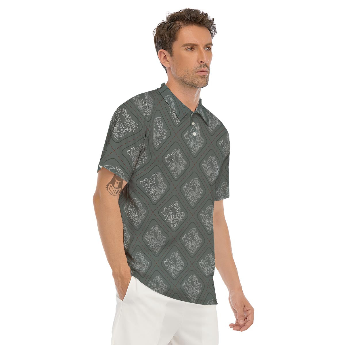 Ethnic Celtic Viking Men's Golf Shirts-grizzshop