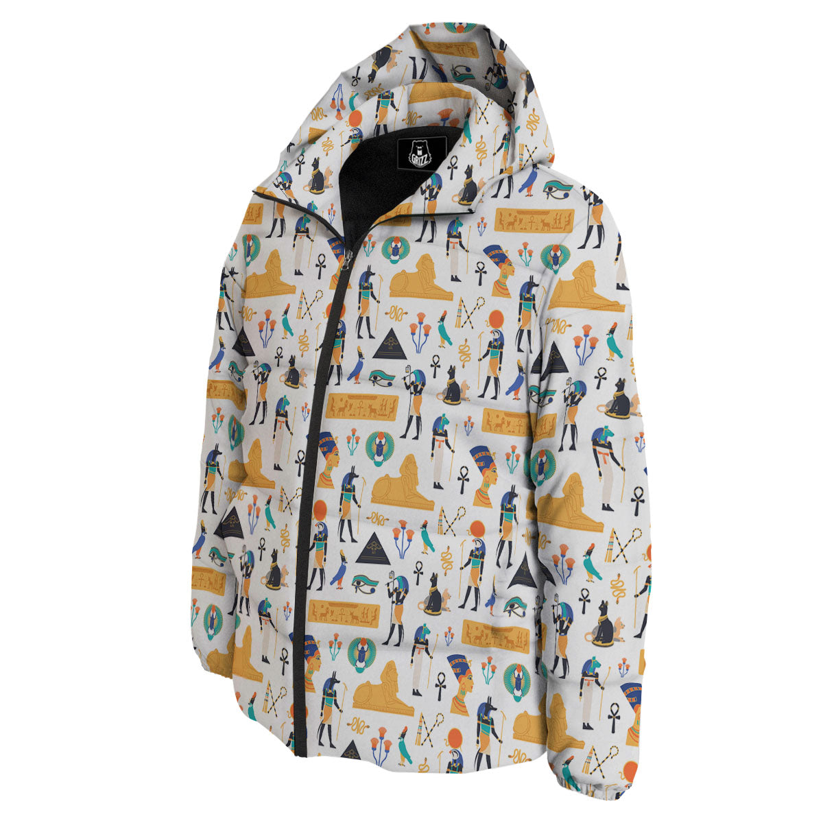 Ethnic Egyptian Print Pattern Down Jacket-grizzshop