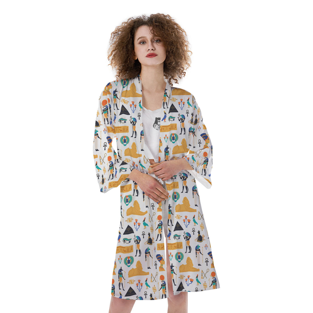 Ethnic Egyptian Print Pattern Kimono-grizzshop