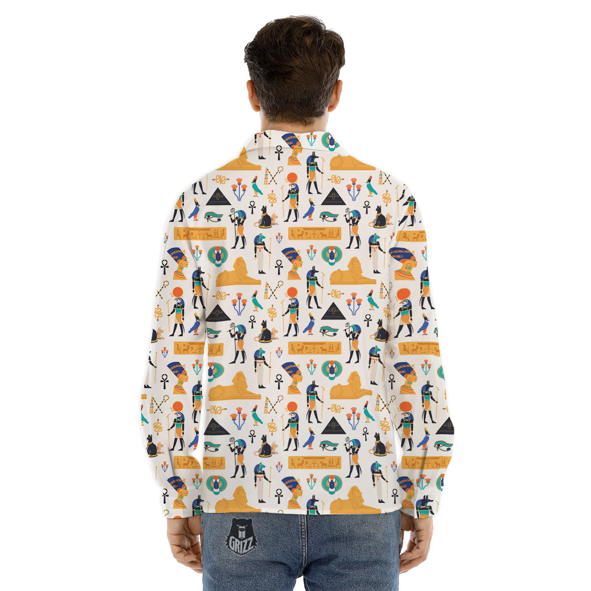 Ethnic Egyptian Print Pattern Men's Dress Shirts-grizzshop