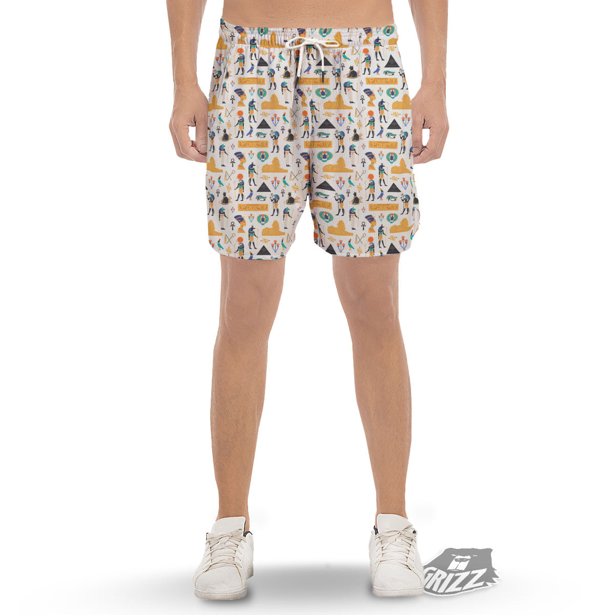 Ethnic Egyptian Print Pattern Men's Gym Shorts-grizzshop