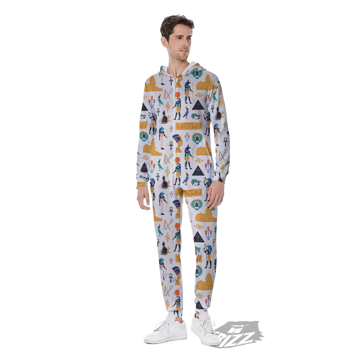 Ethnic Egyptian Print Pattern Men's Jumpsuit-grizzshop