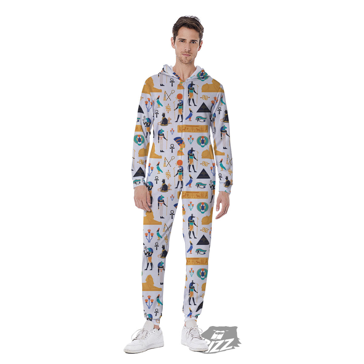 Ethnic Egyptian Print Pattern Men's Jumpsuit-grizzshop