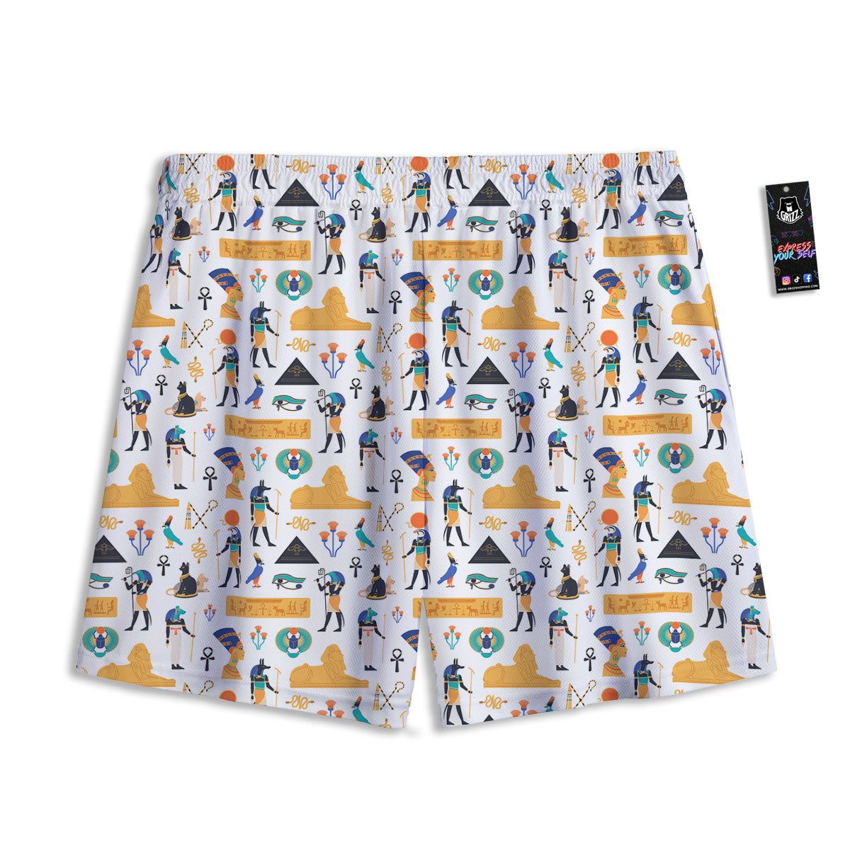 Ethnic Egyptian Print Pattern Mesh Shorts