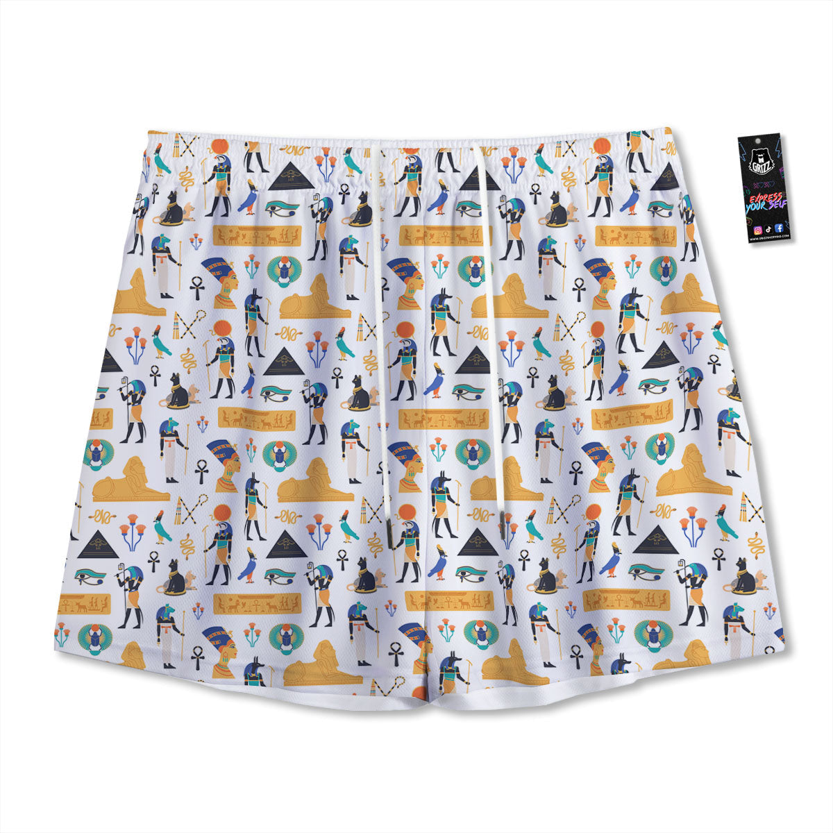 Ethnic Egyptian Print Pattern Mesh Shorts