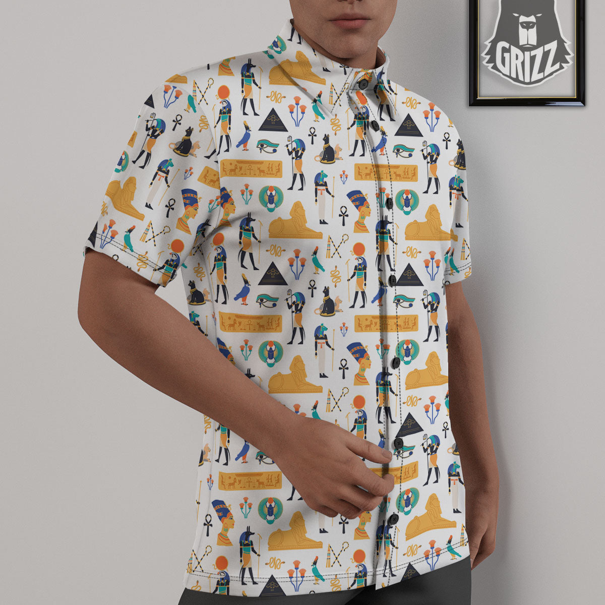 Ethnic Egyptian Print Pattern Untucked Shirts-grizzshop