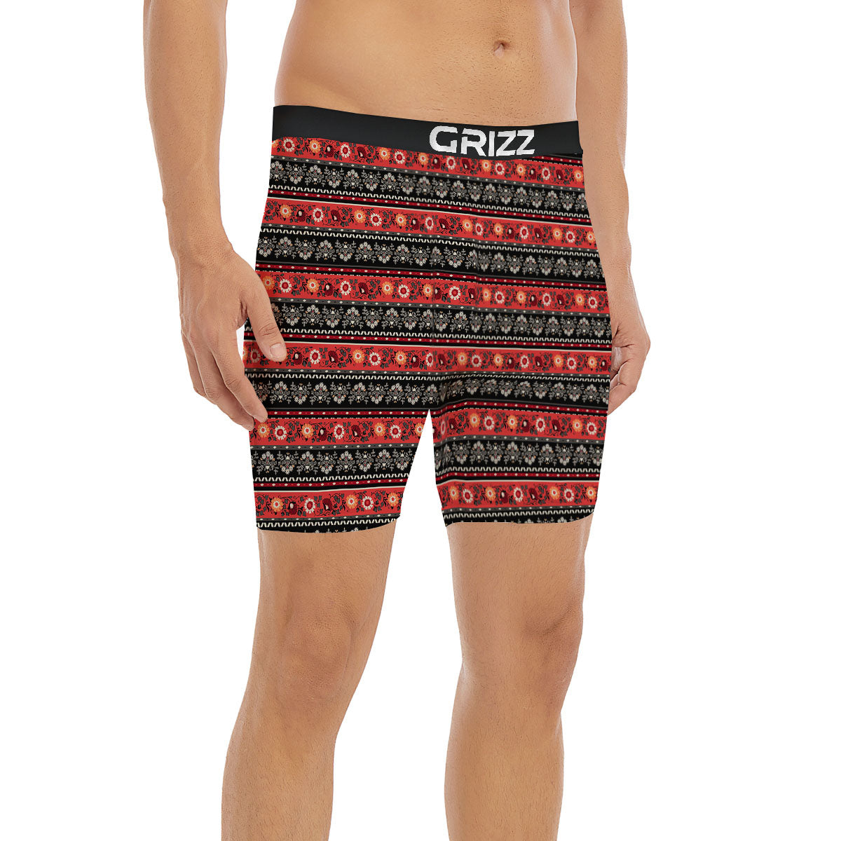 Ethnic Floral Print Pattern Boxer Briefs-grizzshop