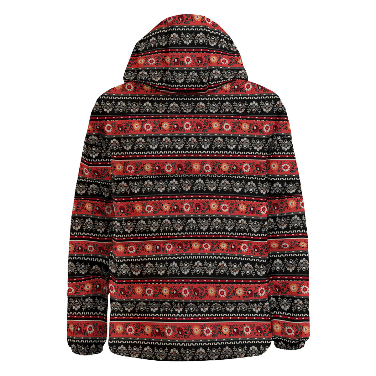 Ethnic Floral Print Pattern Down Jacket-grizzshop