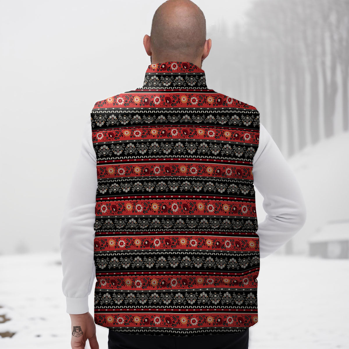 Ethnic Floral Print Pattern Down Vest