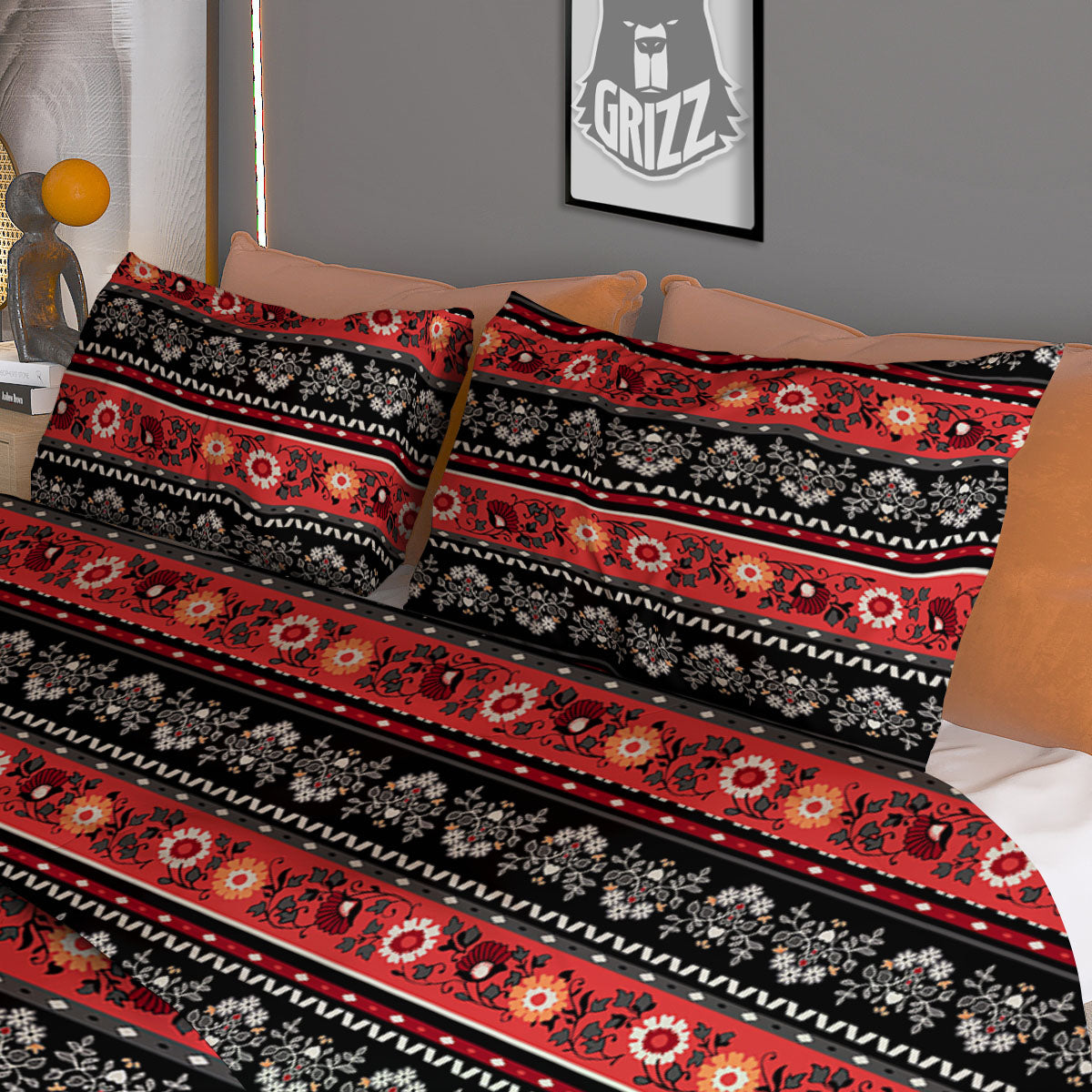Ethnic Floral Print Pattern Duvet Cover Bedding Set