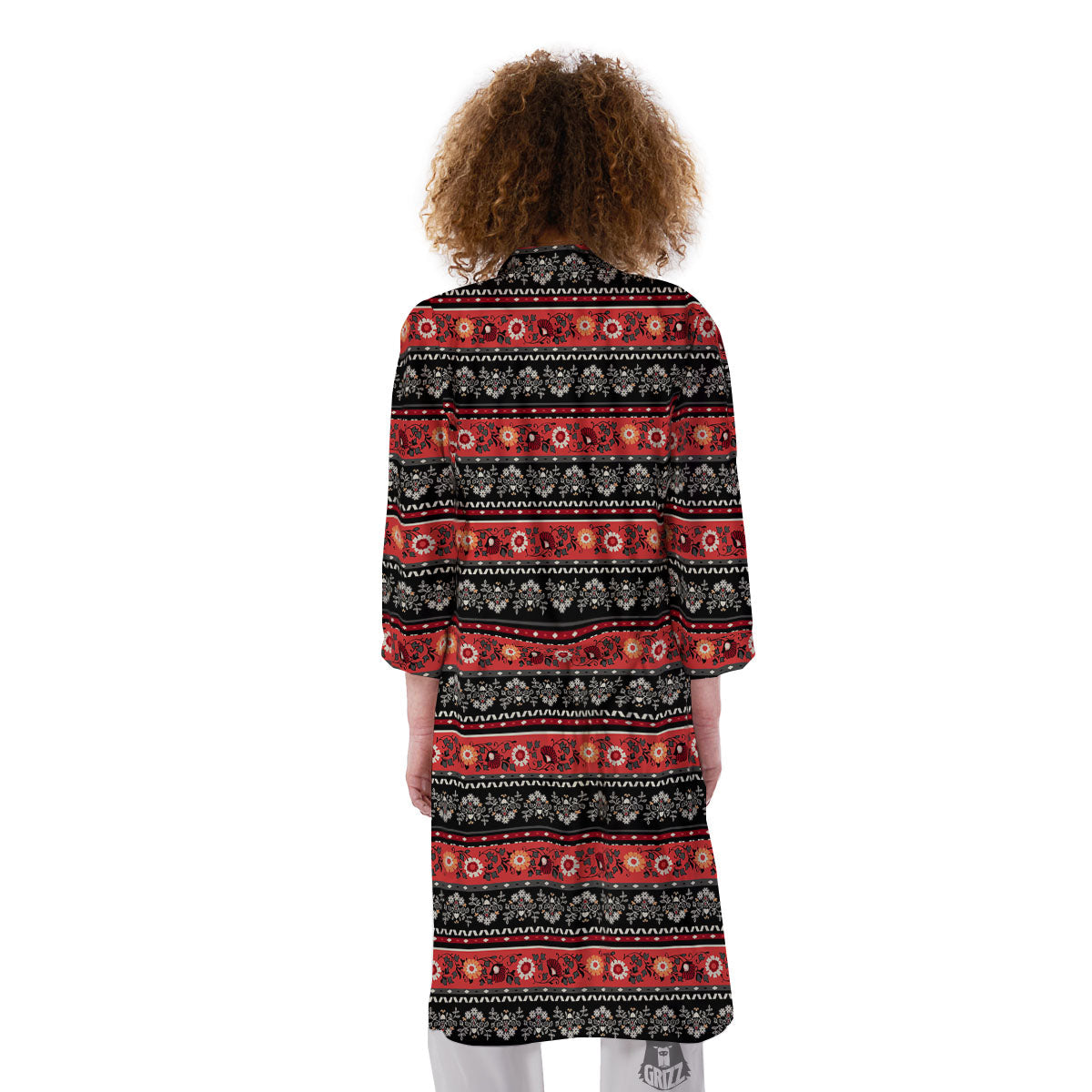 Ethnic Floral Print Pattern Kimono-grizzshop