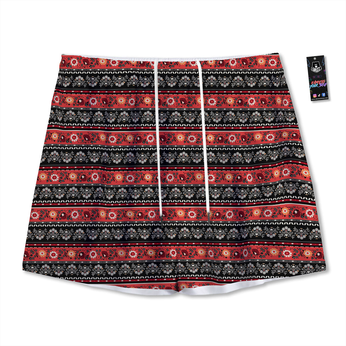 Ethnic Floral Print Pattern Mesh Shorts