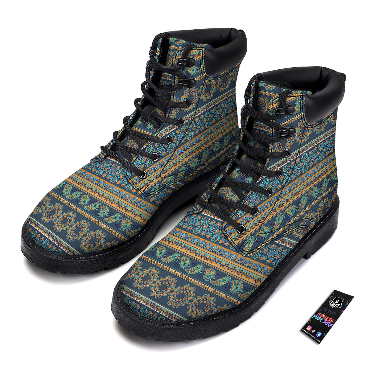 Ethnic Indian Print Pattern Boots-grizzshop
