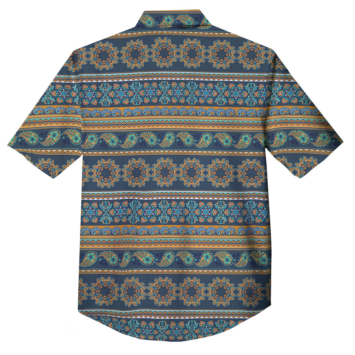 Ethnic Indian Print Pattern Button Up Shirt-grizzshop