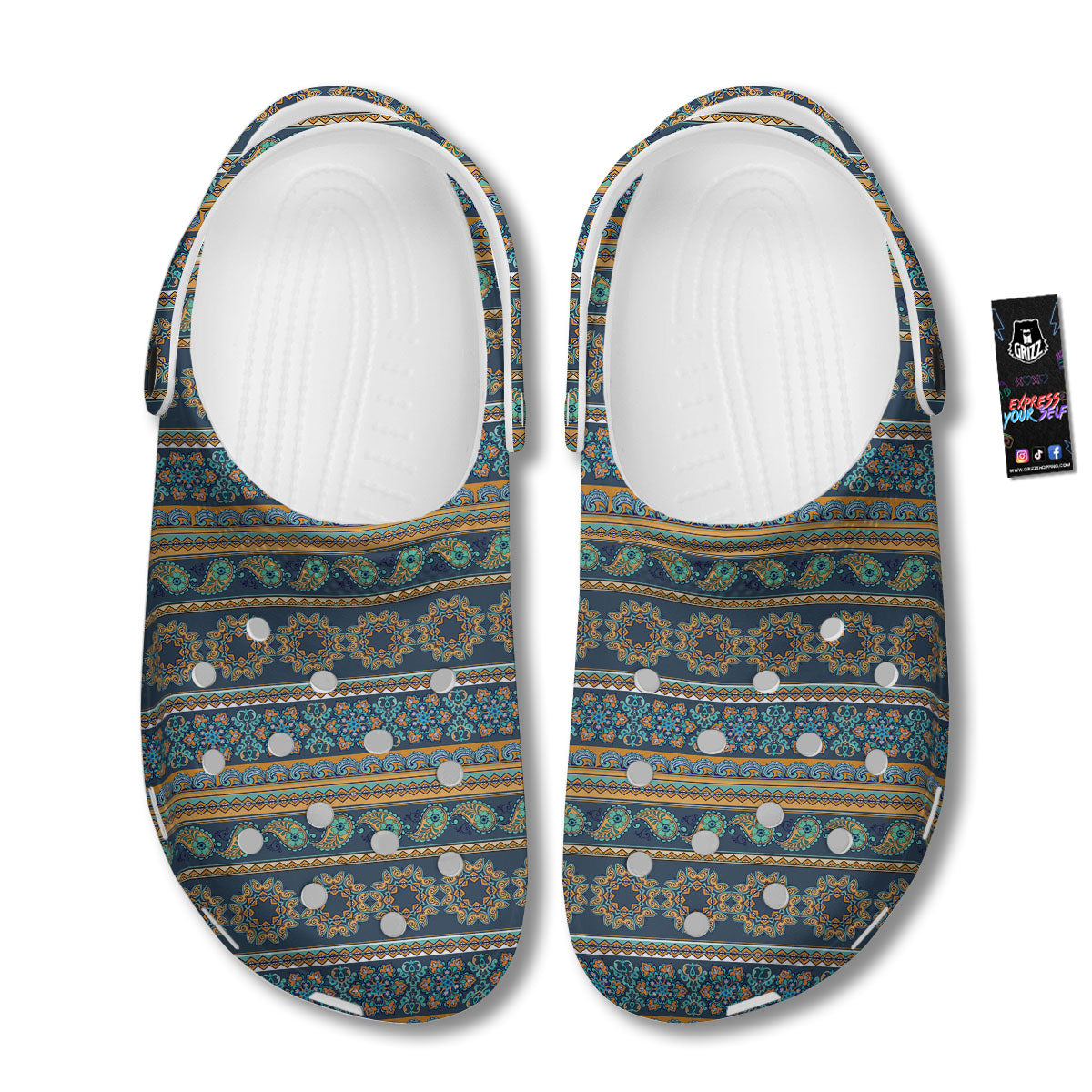 Ethnic Indian Print Pattern Clog-grizzshop