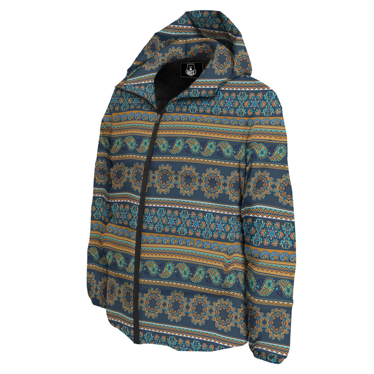 Ethnic Indian Print Pattern Down Jacket-grizzshop