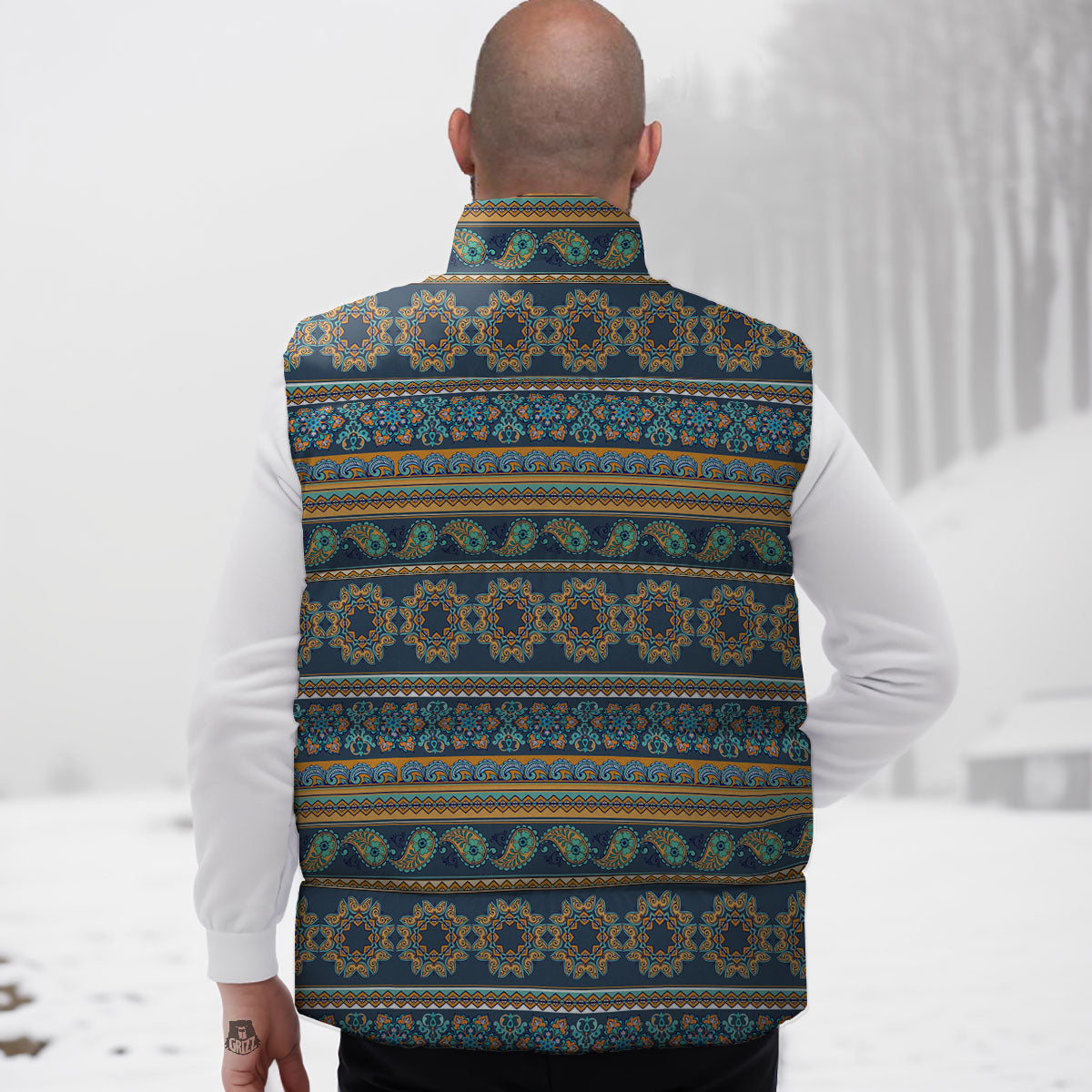 Ethnic Indian Print Pattern Down Vest