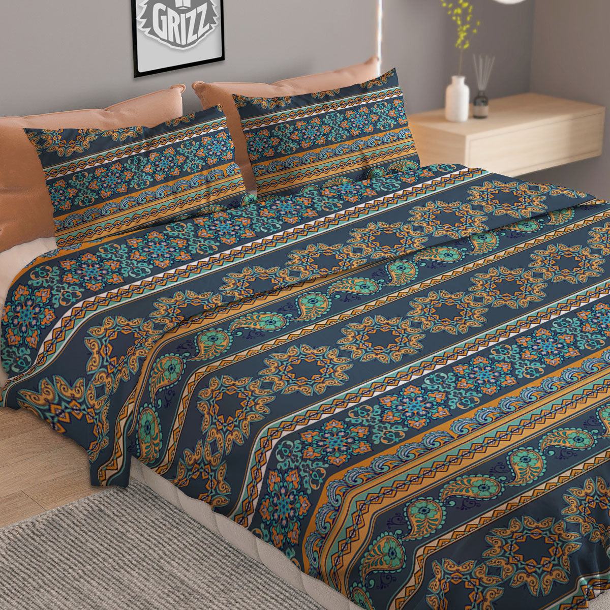 Ethnic Indian Print Pattern Duvet Cover Bedding Set