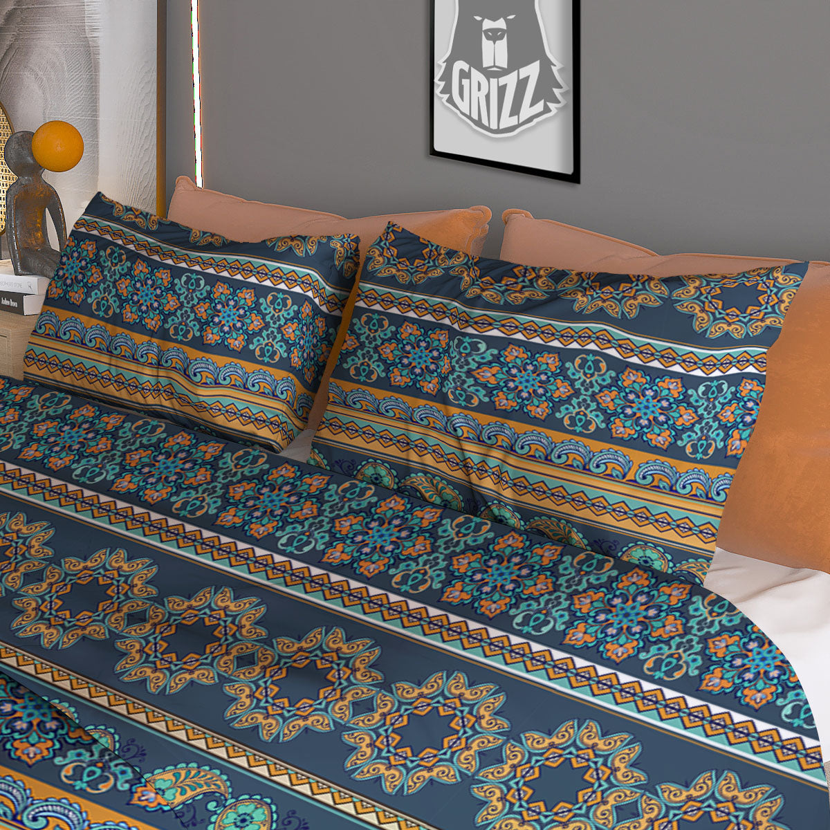 Ethnic Indian Print Pattern Duvet Cover Bedding Set