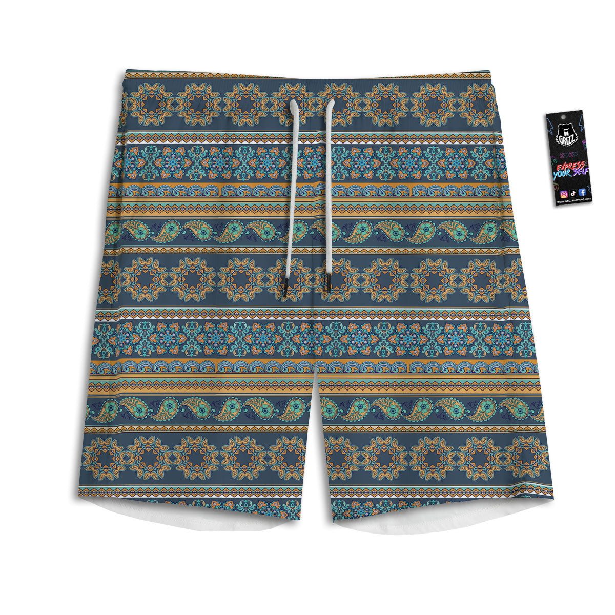 Ethnic Indian Print Pattern Men's Athletic Shorts