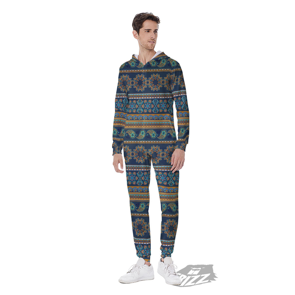 Ethnic Indian Print Pattern Men's Jumpsuit-grizzshop