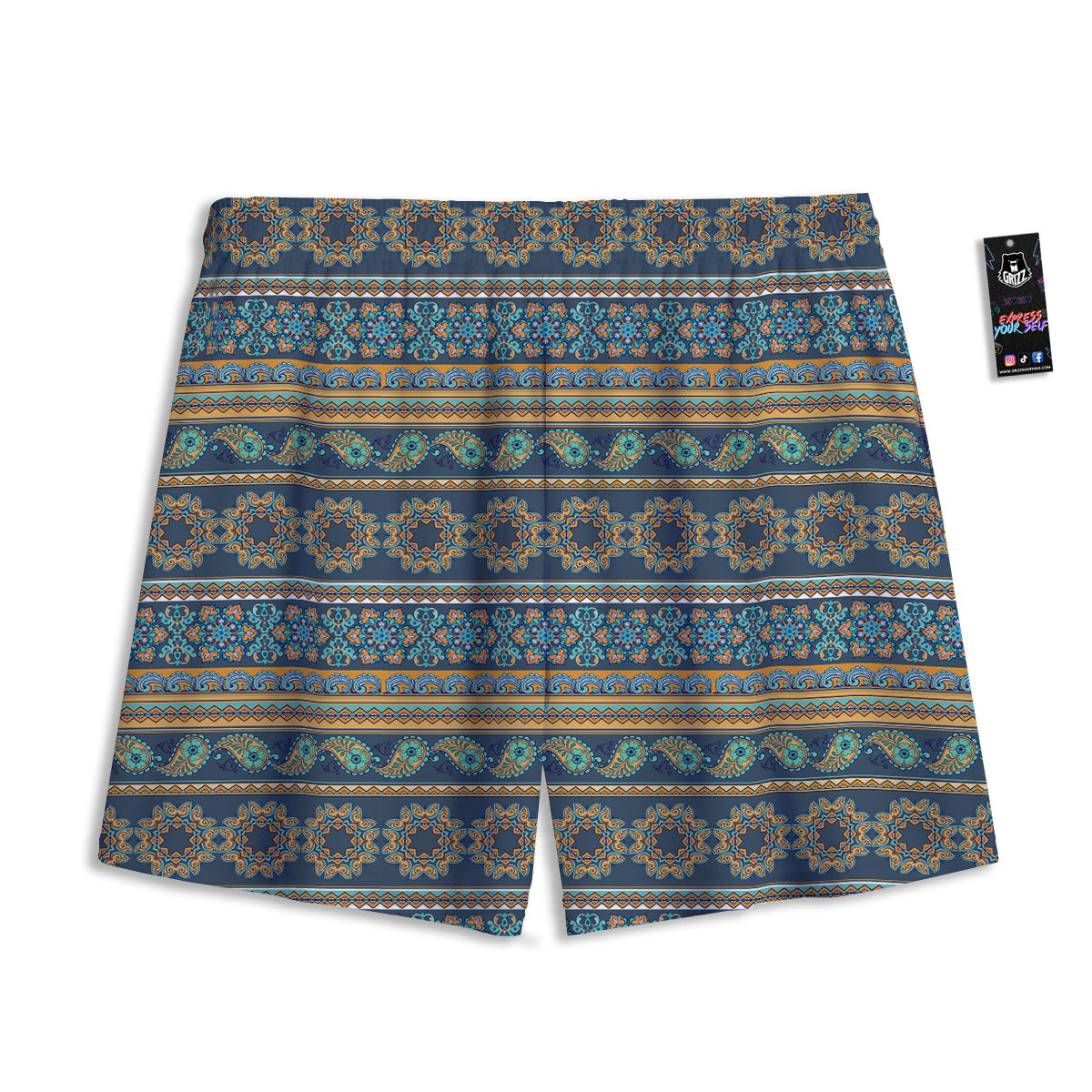 Ethnic Indian Print Pattern Mesh Shorts